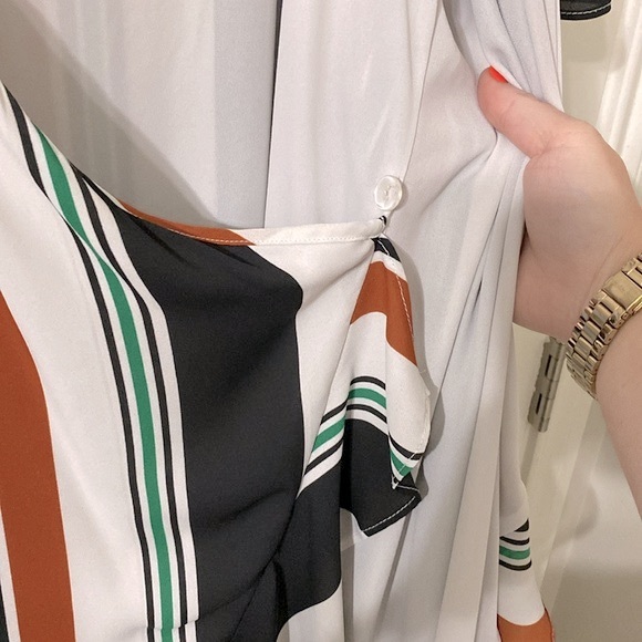 Gibson & Latimer fall tone striped high low wrap dress - size M - fits like a L - Picture 7 of 10